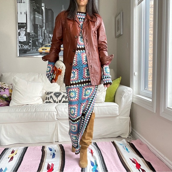 Vintage caramel leather jacket - Picture 3 of 17